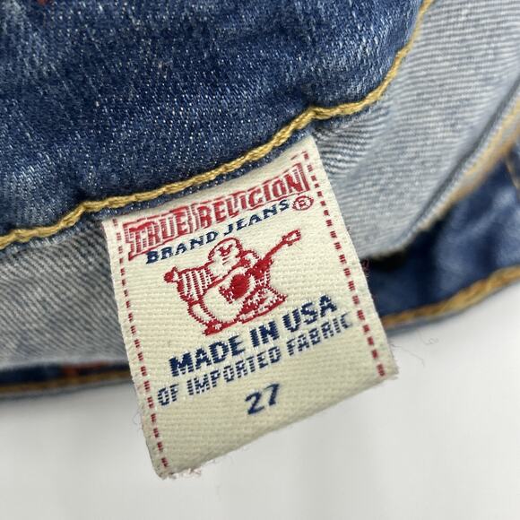 True Religion Jeans Women's 27x30 Joey Flare Leg Denim Thick Stitch Flap Pockets - Picture 12 of 15